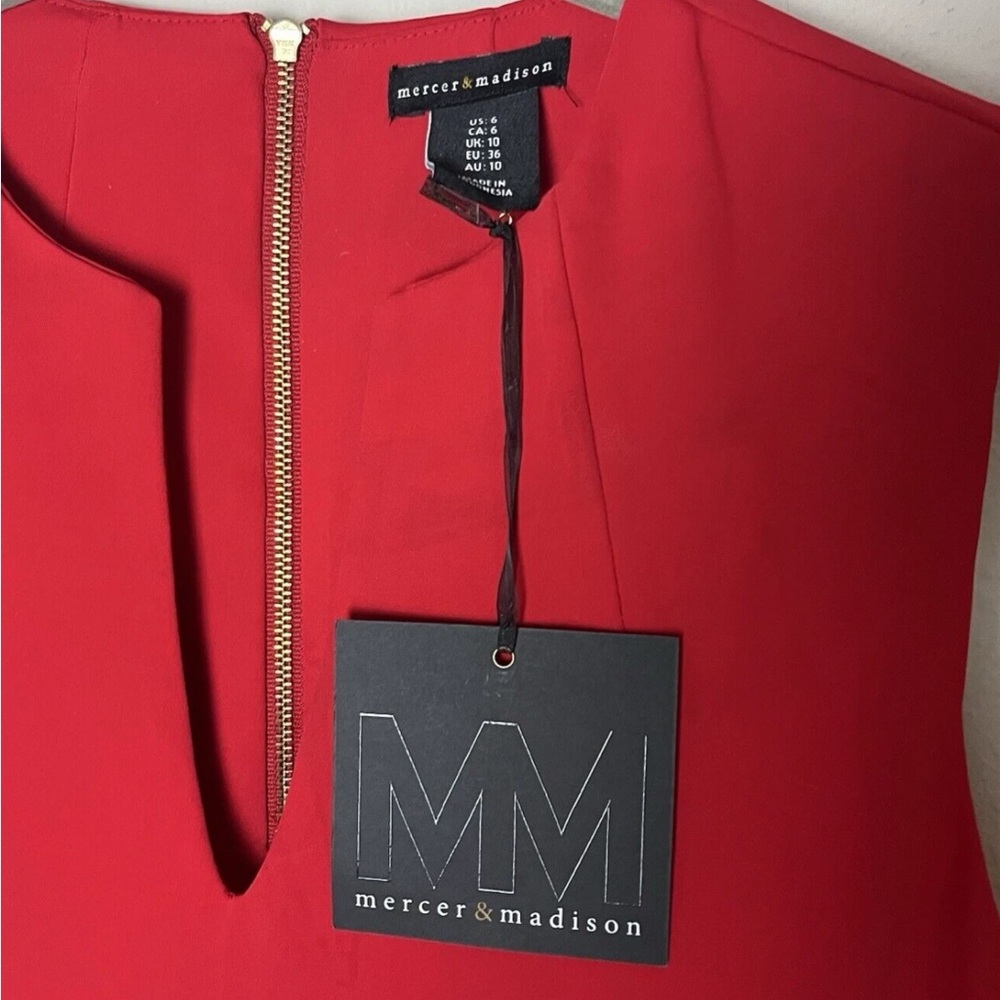 NEW Mercer & Madison Shift Dress Size 6 Sleeveless Red Zip Back - Picture 7 of 7